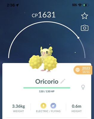Pokemon Go Pokemon- Oricorio Pom Pom Style - Normal (Not Shiny)
