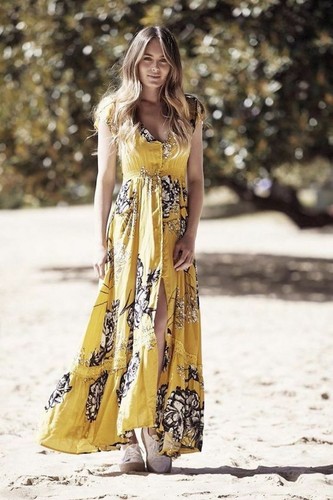 Jaase Carmen Golden Lillies Maxi Dress 