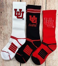 Strideline Crew Socks 3 Pack U of U (University of Utah) M/L M 8-12 W 9.5-13.5