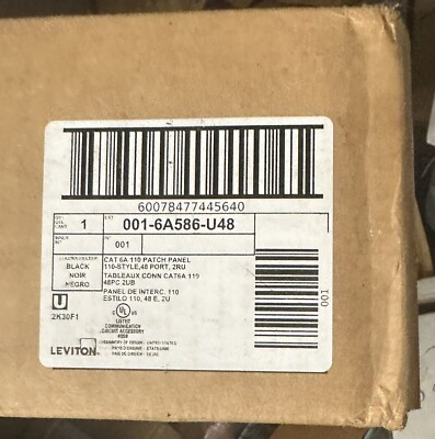 Leviton 110-STYLE, 48 PORT, 2RU TABLEAUX CONN CAT6A 110