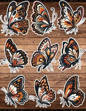 Red Orange Butterfly Die Cut Vinyl Stickers Scrapbooking Laptop WaterBottle
