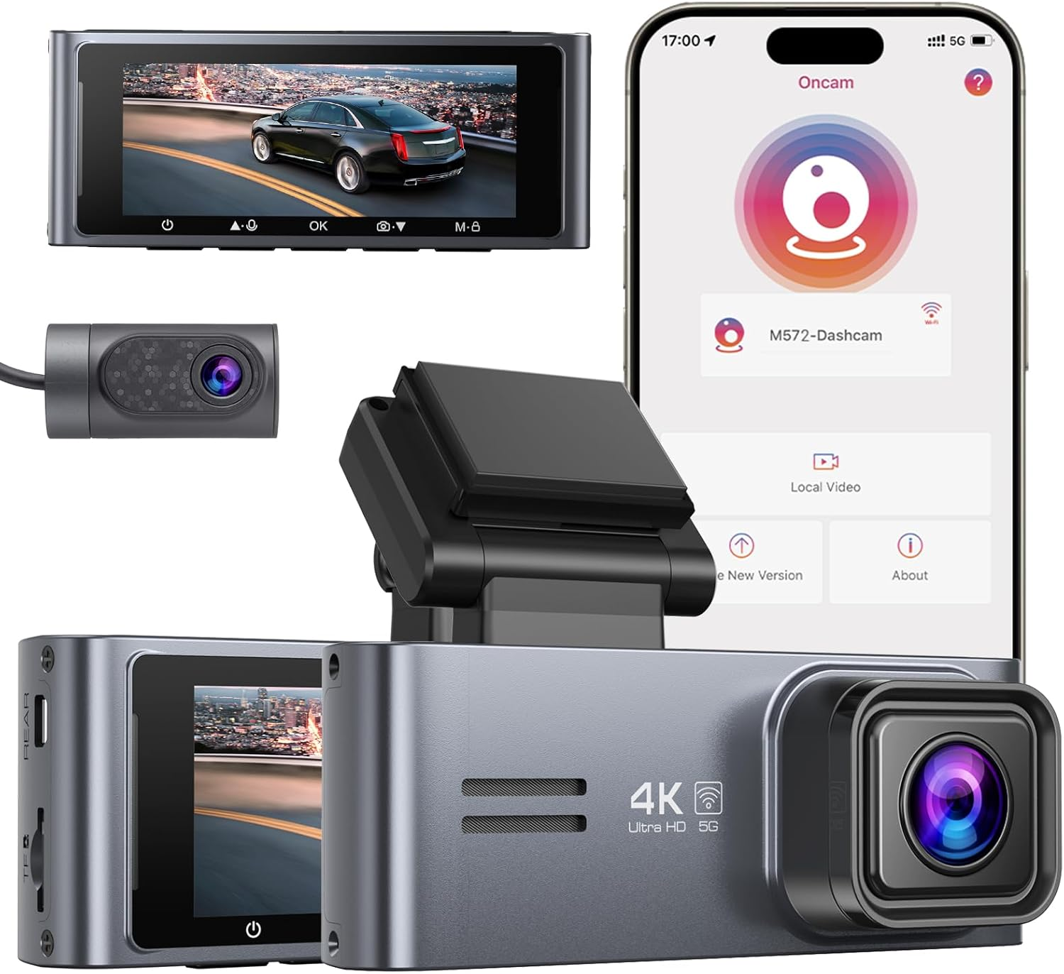 Sarmert 2025 Dual 4K/1080P Dash Cam with Front and Rear Recording for Cars-image