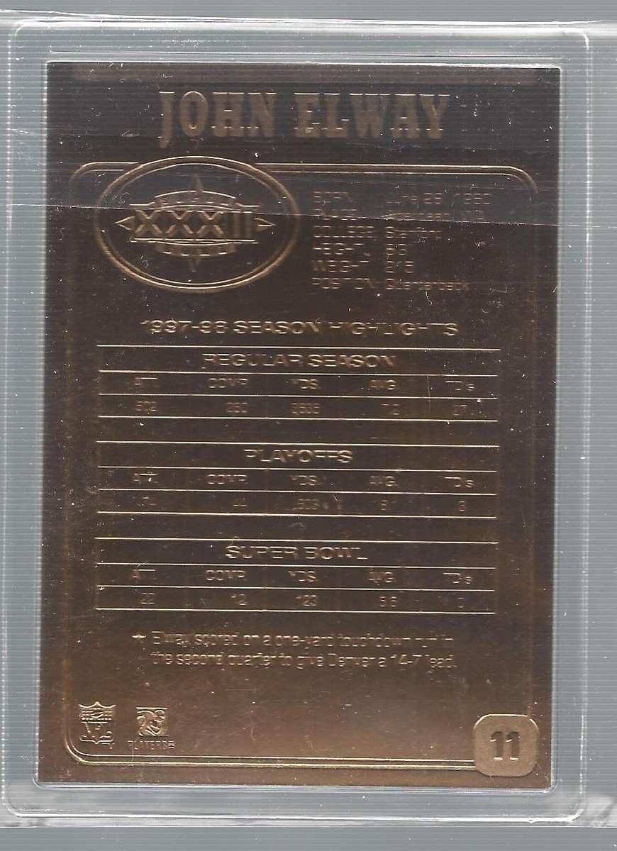 John Elway Denver Danbury Mint 1998 Super Bowl XXXII-22Kt Gold