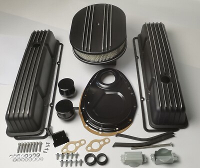 58-86 SBC Chevy Tall Valve Covers & Breather PCV &15" Air Cleaner