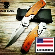 Assisted Blade Knives Pocket Tactical Folding Blade Knife Survival Hunting LED