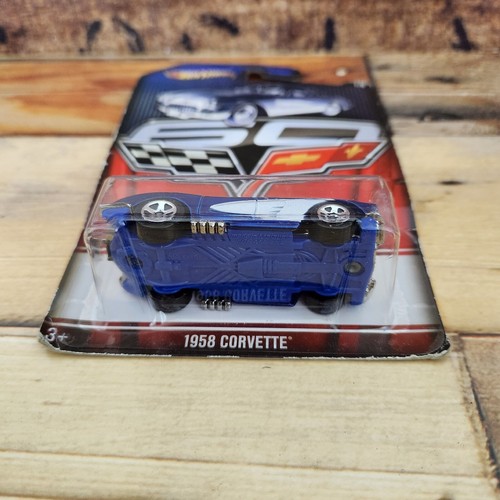Hot Wheels 60th Anniversary 1958 Blue White Corvette Car Figure *1/8* NEW SEALED - Picture 7 of 8