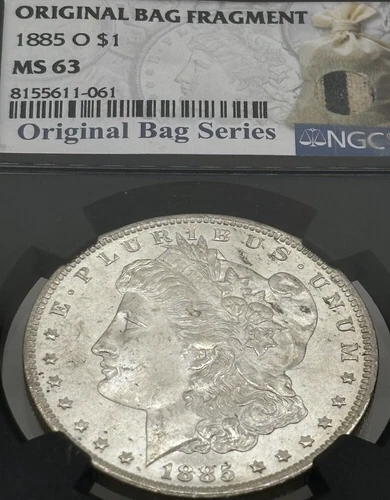 1885-O $1 Morgan Silver Dollar - NGC MS63 Original Bag Fragment Series #1888