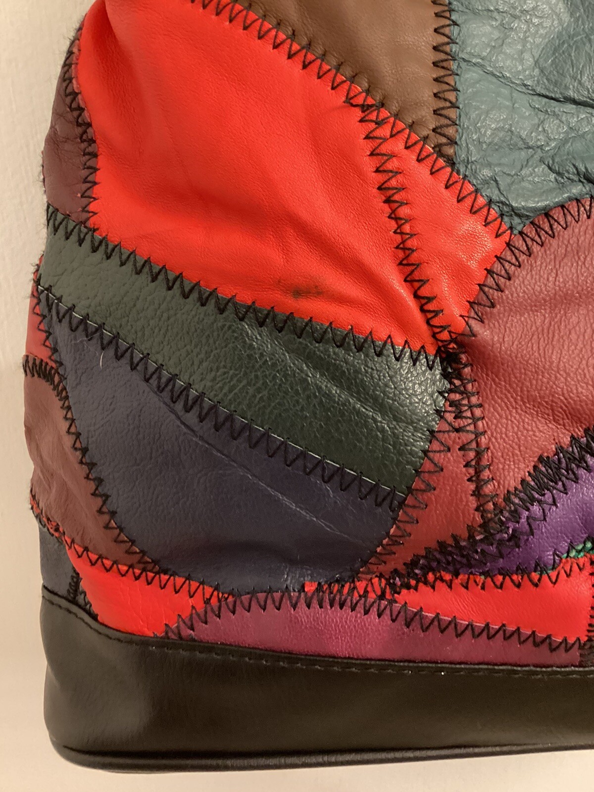 Large Patchwork Leather Vintage Handbag Grunge Pu… - image 7