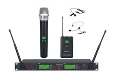 GTD Audio 2x800 Ch UHF Headset Lavaliere Wireless Microphone Mic System 733HL