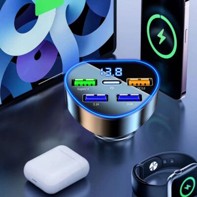Schlankes Design Multi USB Auto Ladegerät perfekt für Roadtrips oder den tägl
