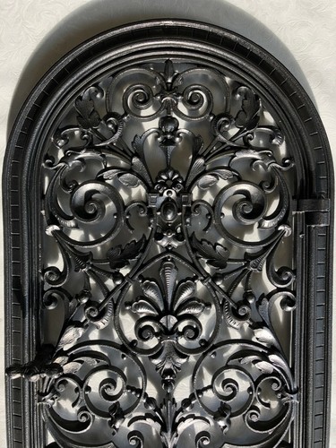Puerta antigua de estufa de azulejos puerta de horno puerta de ventilación puerta de azulejos hierro fundido Art Nouveau - Imagen 3 de 11