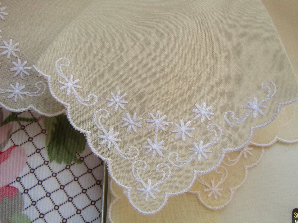 boite de 2 Mouchoirs brodé ALBA Coton Neuf ancien Vintage 27 X 28 cm  suisse - Photo 4/4