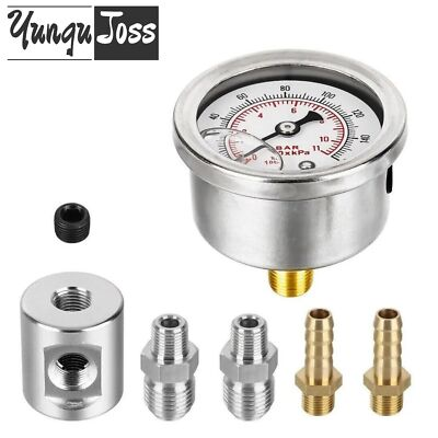 #ad Liquid 0 160psi Fuel Pressure Gauge Regulator Gauge 1 8quot; NPT with 6AN Adapters $16.99