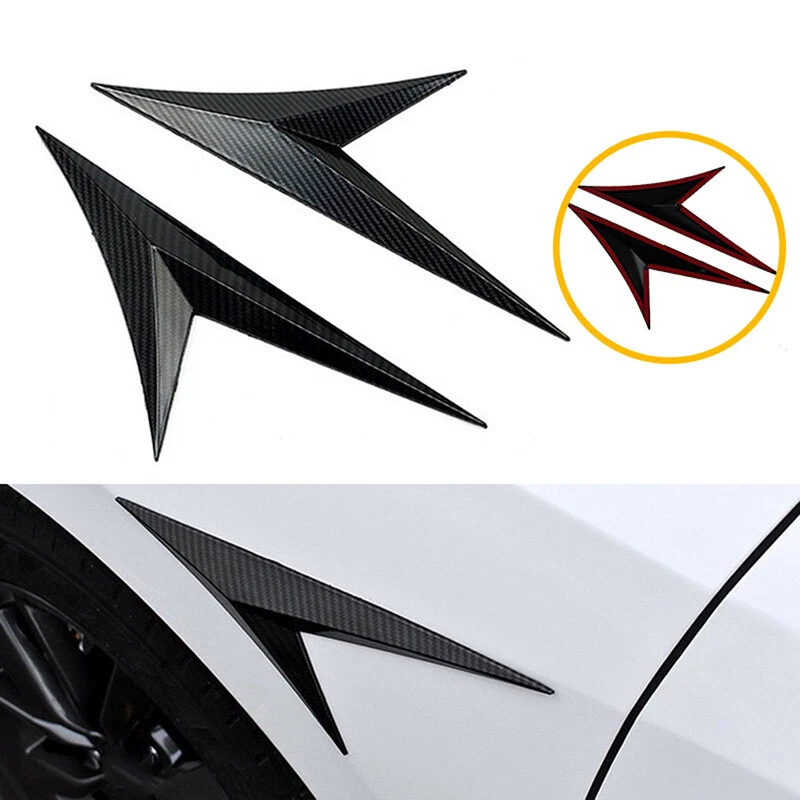 Plastic Carbon Fiber Black Car Side Wing Air Flow Fender Stickers Cover Fit Ford — 第 3/4 张图片