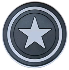 CAPTAIN AMERICA SHIELD LOGO STAR PVC RUBBER PATCH BLACK & GREY HOOK 3" INCH