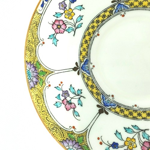 Minton Untertassen Set/10 B993 Solway 20er Jahre gelb floral erhaben Made England - Bild 3 von 9