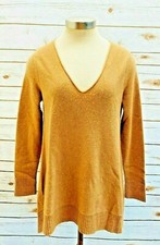 CASLON Women Long Sleeve Pull-Over Wool Brown Asymmetrical Hem Sweater Size M