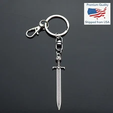 Tiger Head Sword Cat Knight Warrior Excalibur Key Chain Swivel Pendant Keychain