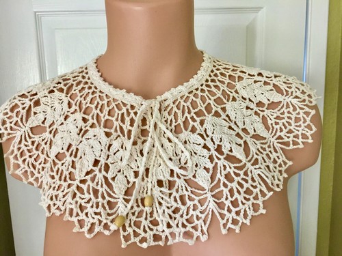 Women's Retro lace collar beige handmade cotton delicate dress decoration New - Picture 4 of 5