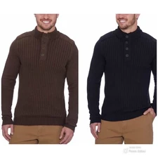 G.H. Bass & Co. Men's M Medium Sherpa Lined Mock Neck 4 Button Down Sweater Pick