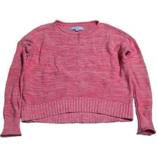 LOFT Marled Crewneck Sweater Women's Size Small Pink Lightweight Casual Cotton