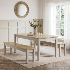 Olney 6 Seater Dining Table and Bench Set Stone Color