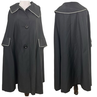 Debutogs New York Vintage Black Piped Cape Coat Jacket New with tags 