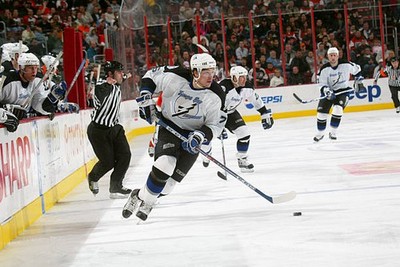 Right wing Evgeny Artyukhin Tampa Bay Lightning advances the- Ice Hockey Photo