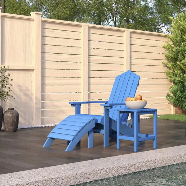 Adirondack Gartenstuhl Mit Hocker Und Tisch Aus Hdpe Aquamarin-image