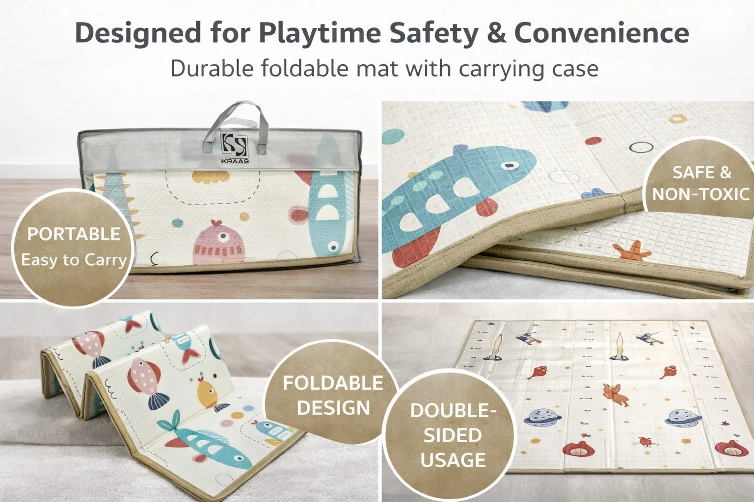 Baby Play Mat 59"*79" Foldable Foam double side play options Baby Play Mat for F
Opens in a new wind