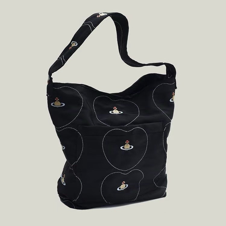 Vivienne Westwood ナイロン キャンバスバッグ ブラック Vivienne Westwood Nylon Lightweight Orb Tote Shopping Bag