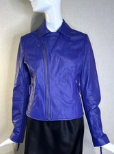 Souleiado Lamb Leather Motorcycle Jacket Size L, Pierre Deux Style Lining NWOT