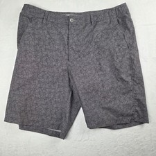 Greg Norman Golf Shorts Mens 36 Blue Shark Logo Performance Flat Front Excellent