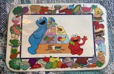 Sesame Street Placemat Double Sided Laminated Vintage 1982 Food Groups Activity
