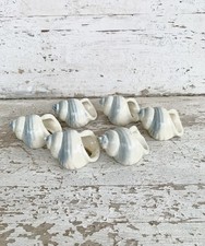 Vintage 6 Stück blau & weiß Muschel Serviettenringe 