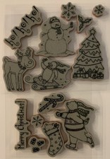 Recollections Winter Christmas Snowman Reindeer Penguin And More Cling Stamp Set