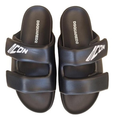 Dsquared2 Icon Ledersandalen, Doppelriemen-Sandalen, FSM0080 M063, Schwarz