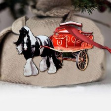 Gypsy Cob Dray Horse Gypsy Vanner Horse Christmas - Horse Ornament (Printed On B