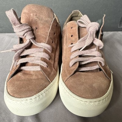 Paul Green Brown Gold Suede Leather Lace Up Low Top Women's Sneakers 21411.102