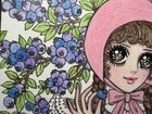ACEO Big Starry Eyed Girl Fruits Series:  Blueberry Picking #1 — photo 3