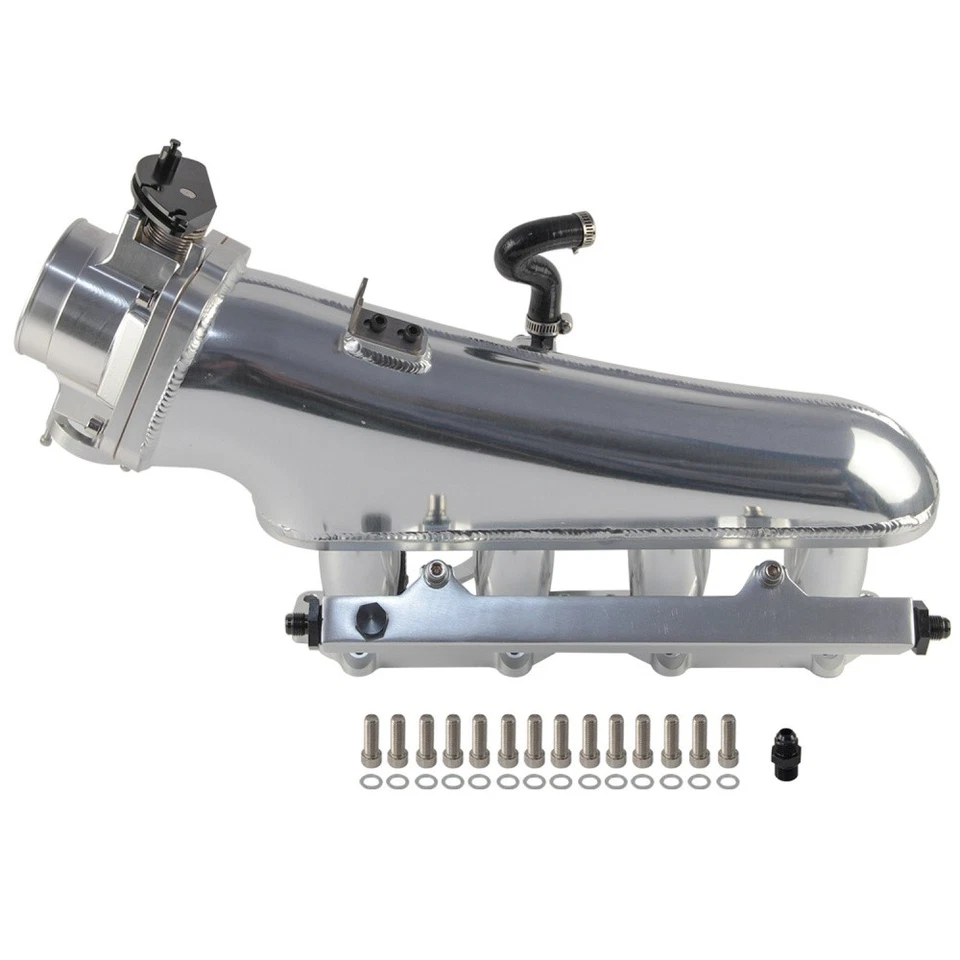 Intake Manifold +80mm Throttle Body +Fuel Rail For Nissan SR20DET S14/S15 Silver - Image 2 of 4
