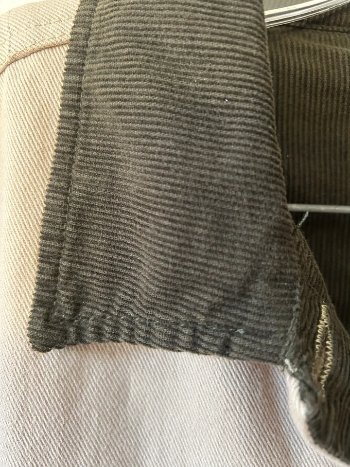 Bill Blass Women’s Beige Chambray Chore Coat W/ Loden Cord Collar , Cuffs L - Image 4 of 4