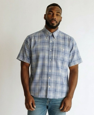 Turnbury Mens Plaid Button Front Shirt 100% European Linen XL Preppy VTG