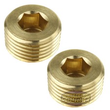 1/2"  Brass Male NPT Counter Sunk Head Plug Internal Hex Socket 50136 2-Pack