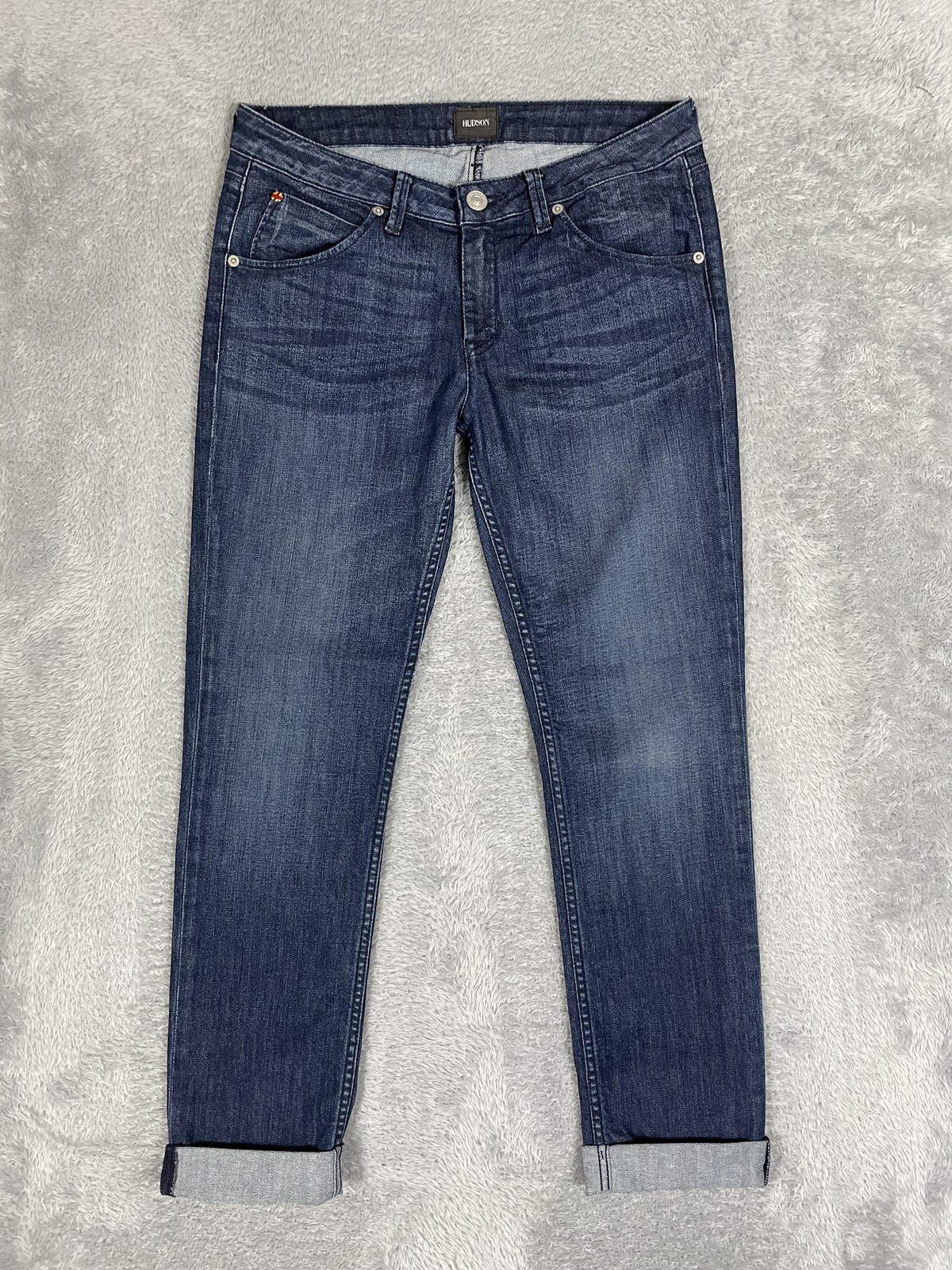 Hudson Jeans Womens 29 Blue Bacara Straight Flood Cuff Stretch Denim PSMO Casual