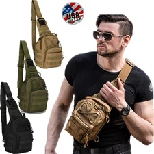 Outdoor Hiking Travel Tactical Sling Bag Molle Crossbody Pack Chest Backpack US