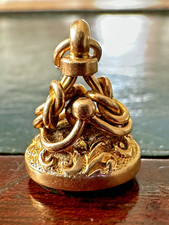 Victorian Antique 9K Gold Bloodstone Fob Pendant –Birmingham 1892 Hallmark 2.55g