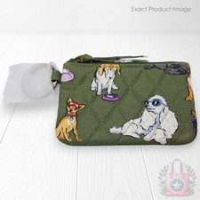 NEW    vera bradley Dog Park Zip ID Cotton Keyring Green Best in Show Dogs