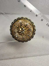 Vintage Gold Tone Filigree Round West Germany Signed Scarf Clip