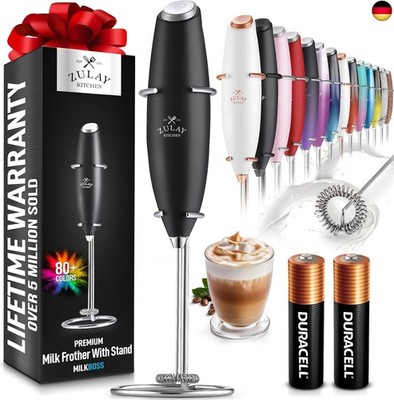 Zulay Milk Boss Powerful Milk Frother Stick, Hand-Held Electric Milk Foamer,